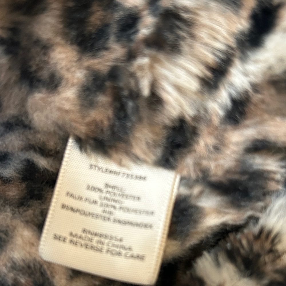 Leopard Print Faux Fur Lined Full Zip Hoodie Featuring LOVE Graphics Size L - Picture 10 of 10